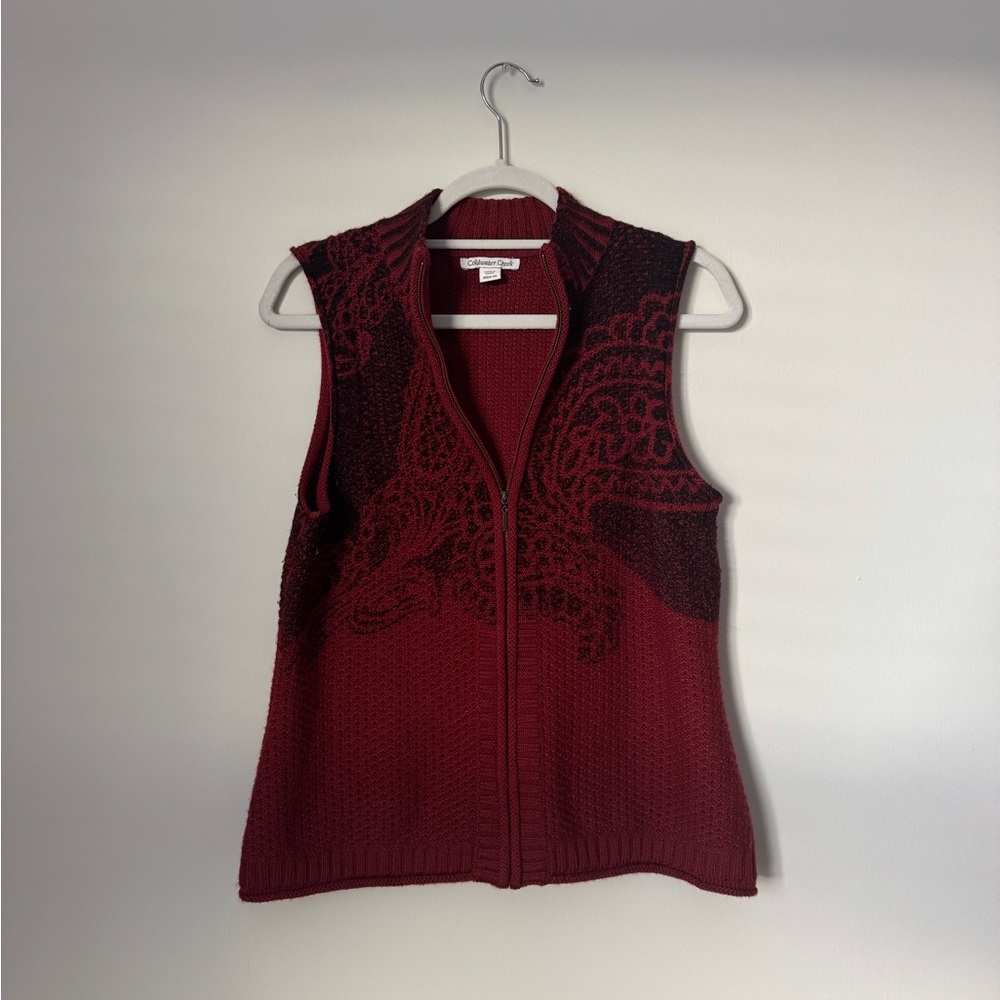 Coldwater Creek Burgundy and Black Knit Vest